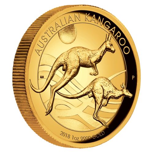 Perth-Mint-New-Release:-Australian-Kangaroo-2018-1-Oz-Gold-Proof-High-Relief-Coin